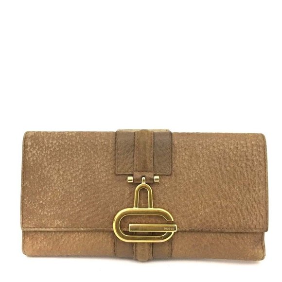 RARE Gucci Tom Ford era Textured Camel Leather XL Continental Bi-fold Wallet - Picture 1 of 8